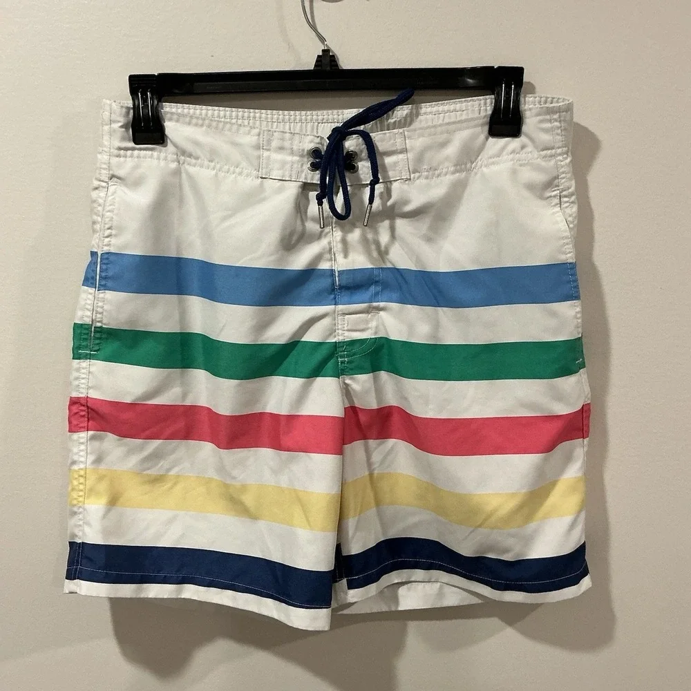 Southern Tide Lined Swim Trunks The Skipjack‎ Large Stretch Rainbow drawstring